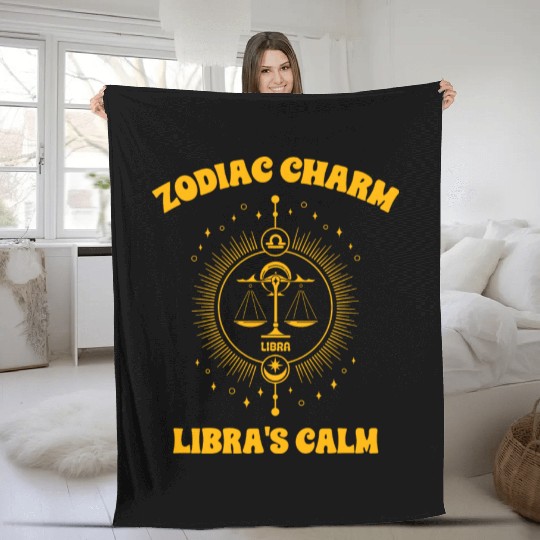 Libra Sign Design Fleece Blankets