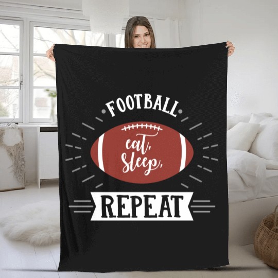 Football Eat Sleep Repeat Sports Babe Game Day Mom Fleece Blankets