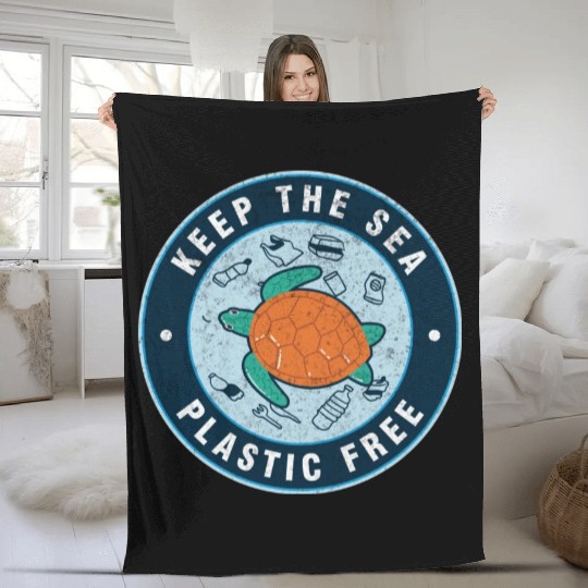 Keep The Sea Plastic Free Save The Ocean Fleece Blankets