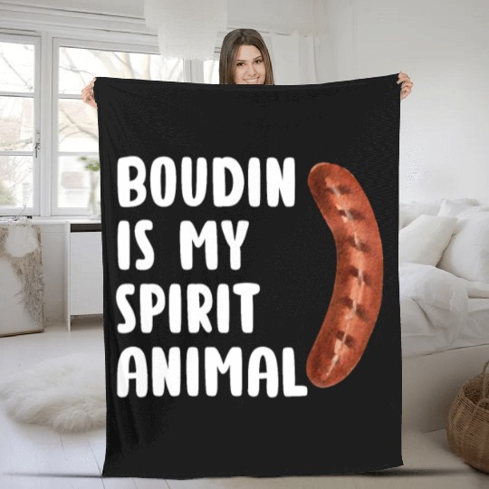 Boudin is My Spirit Animal, Funny Louisiana Cajun Fleece Blankets
