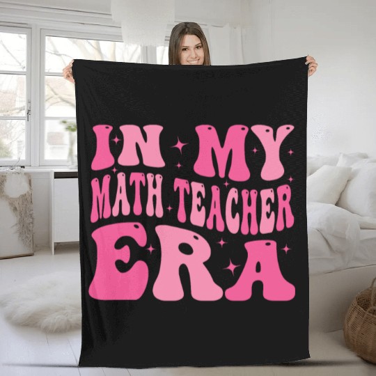 In My Math teacher Era Groovy Retro Back To School Fleece Blankets