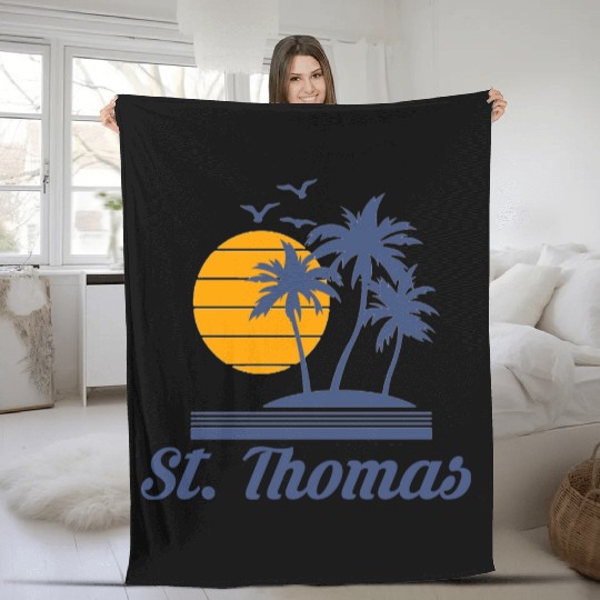 Saint St Thomas Caribbean Island Beach Fleece Blankets