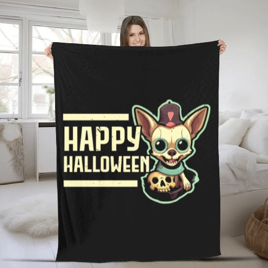 Chihuahua Halloween Puppy Trick Or Treat Dog Lover Fleece Blankets