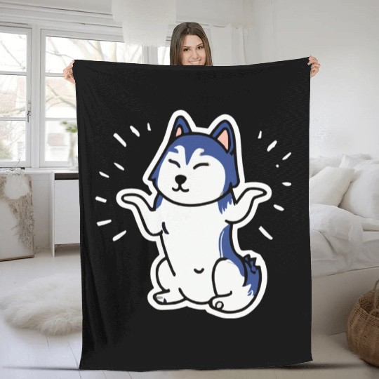 Yoga Husky Dog Lover Malamute Fleece Blankets