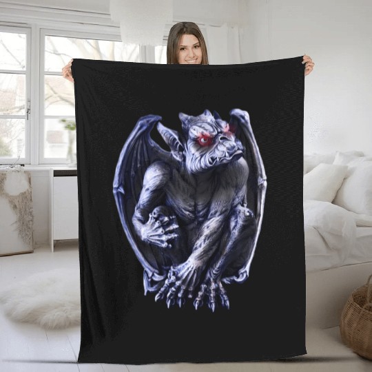 Gargoyle Statue Fleece Blankets