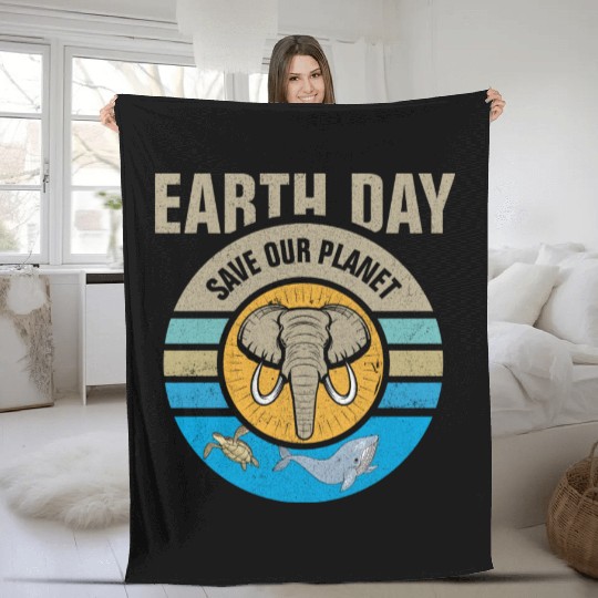 Earth Day Save Our Planet Conservation Design Fleece Blankets