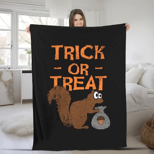 Halloween Squirrel Trick Or Treat Fleece Blankets