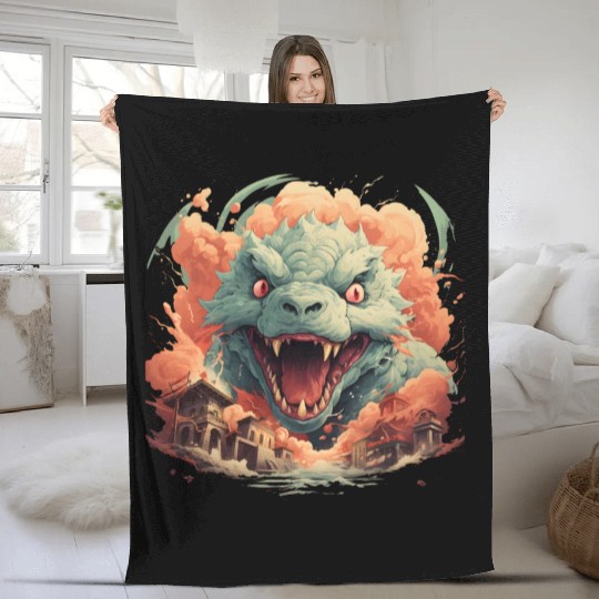 Kaiju: Cityscape Destructor Fleece Blankets