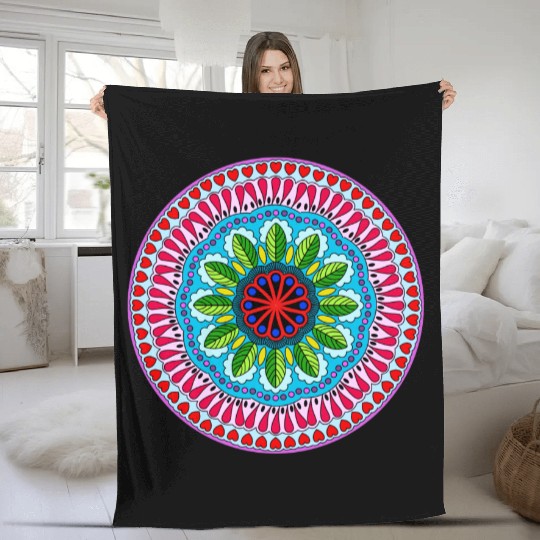 Colorful Mandala Pattern Modern 9 Fleece Blankets