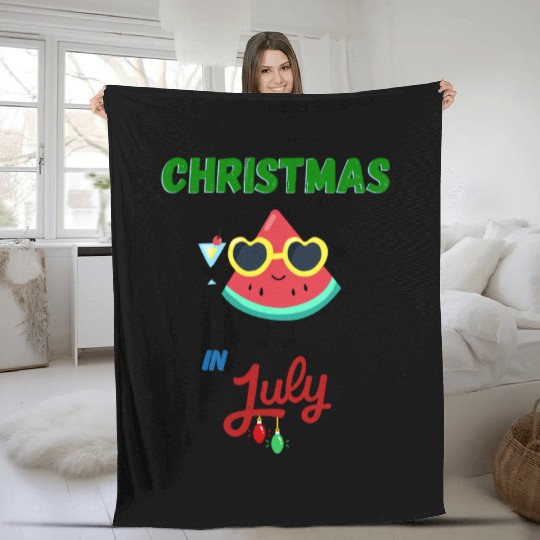 christmas in july cute watermelon Fleece Blankets for summer