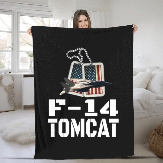 F 14 Tomcat US Flag Fleece Blankets