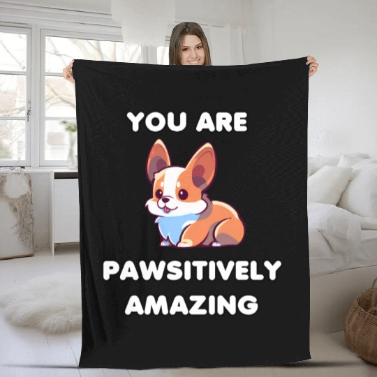 Motivational Corgi Positivity Fleece Blankets