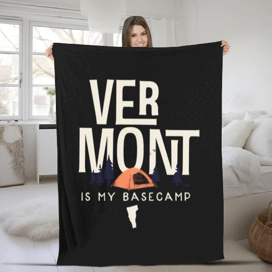 Vermont Is My Base Camp Fleece Blankets