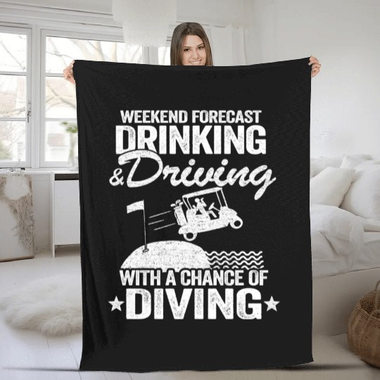 Beer Golf Cart Drinking Driving Diving Golfing Fleece Blankets