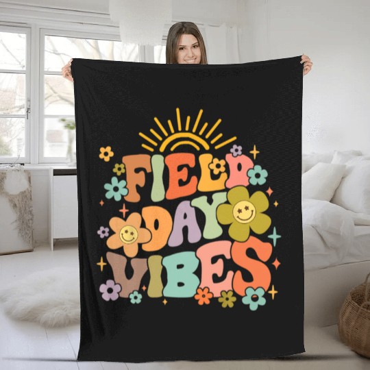 Field Day Vibes Summer Teacher Last Day Of School Fleece Blankets