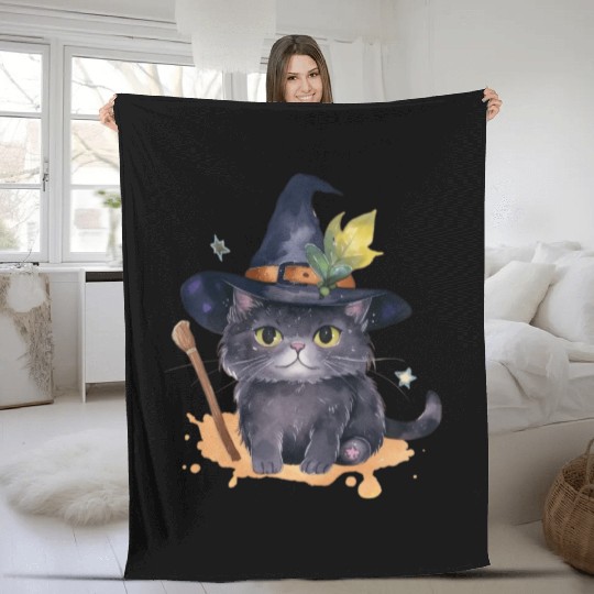 Wizard Cat Magic Fleece Blankets