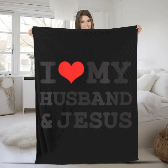 I Love My Husband & Jesus, Rotic Christian Fleece Blankets