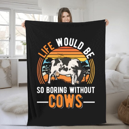 Cow Cattle Breeder Land, Farmer Cows Fleece Blankets