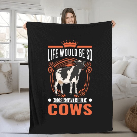 Cow Cattle Breeder Land, Farmer Cows Fleece Blankets