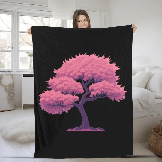 Blooming Sakura tree Fleece Blankets