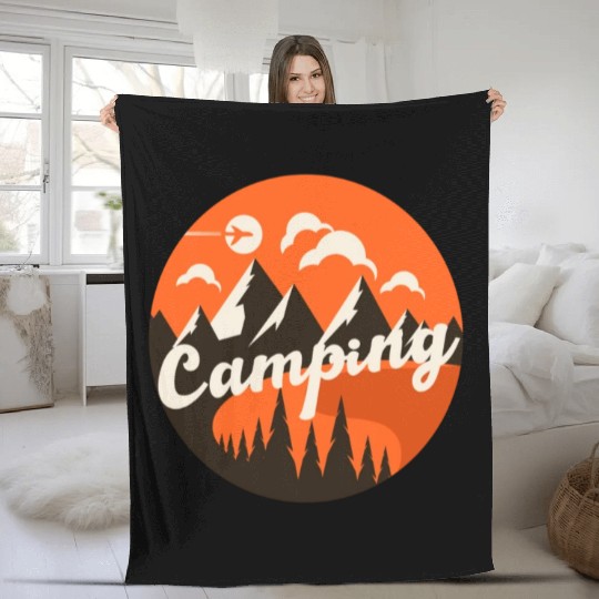 Happy Camper Camping Fleece Blankets