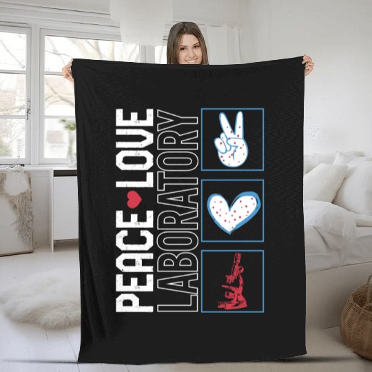 Science Fleece Blankets, Peace Love Laboratory Fleece Blankets,