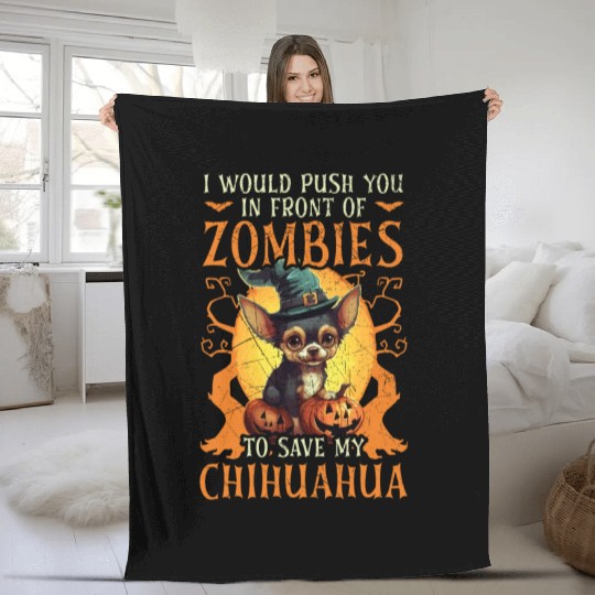 Chihuahua Halloween Puppy Trick Or Treat Dog Lover Fleece Blankets