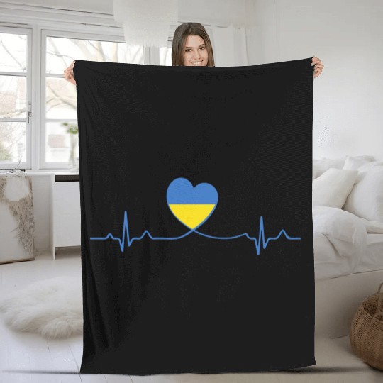My Heart Beats For Ukraine Fleece Blankets