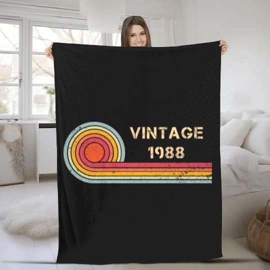 Vintage 1988 birthday retro design Fleece Blankets