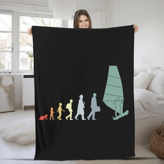 Vintage Windsurfing Evolution Fleece Blankets