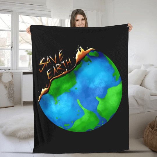 Burning Earth Globe Save Earth For Earth Day Fleece Blankets