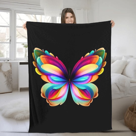 Colorful Butterfly Fleece Blankets