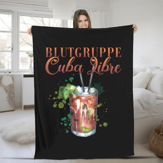 Blutgruppe Cuba Libre Cocktail Bartender Fleece Blankets