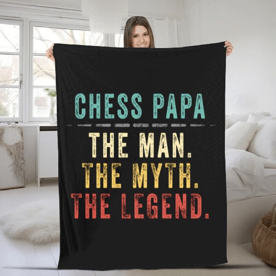 Chess Papa Fathers Day Chess Myth Legend Fleece Blankets