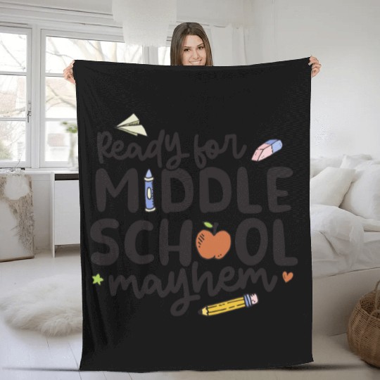 Middle School Mayhem - Funny Back to School Fleece Blankets