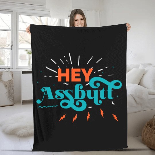 Supernatural Hey Assbutt Typography Fleece Blankets