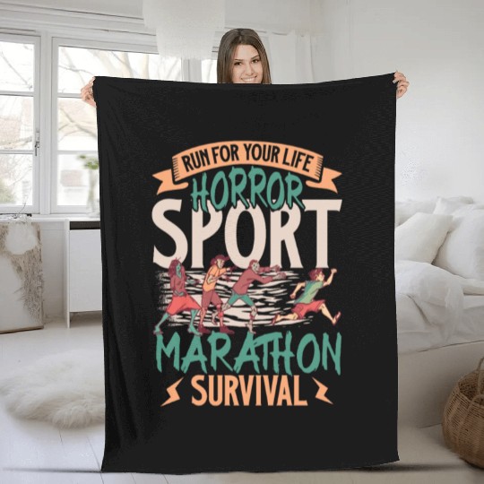 Horror Zombie Runner Half Marathon Running Jogging Fleece Blankets