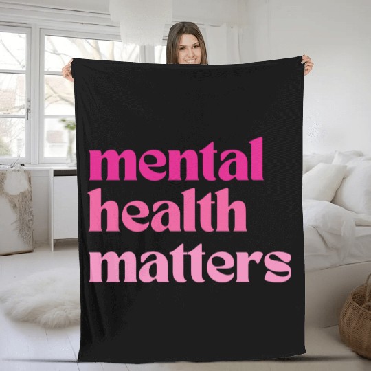 Mental Health Matters Retro Quote Barbiecore Pink Fleece Blankets