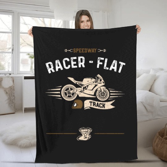 Speedway Racer - Flat Track Fleece Blankets
