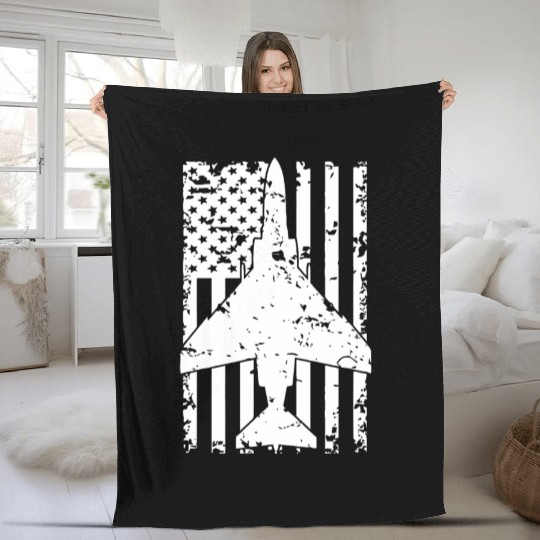 F 4 Phantom II Fighter Jet Patriotic Fleece Blankets