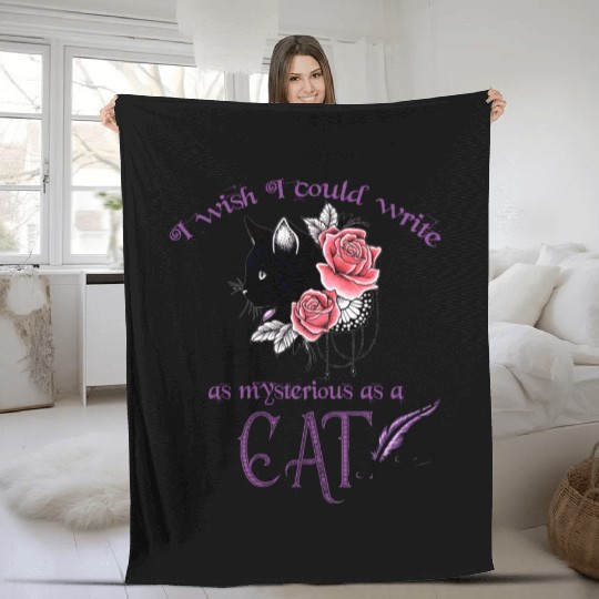 Mysterious Cat Edgar Allan Poe Fleece Blankets
