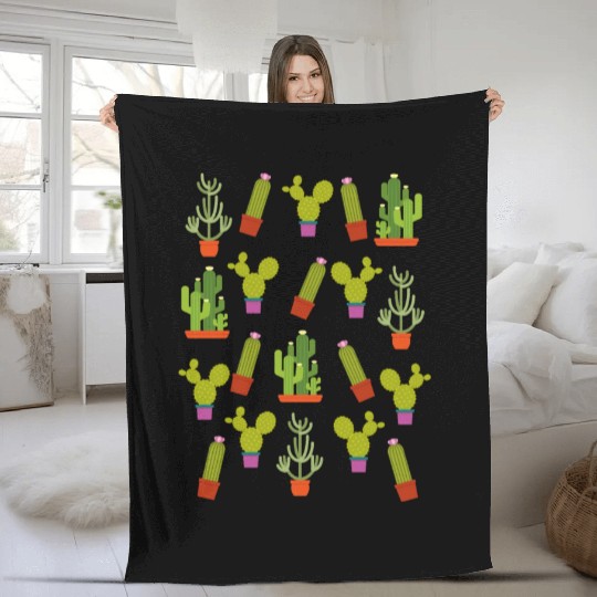 Cactus Succulent Plants Nature Colorful Aztec Fleece Blankets