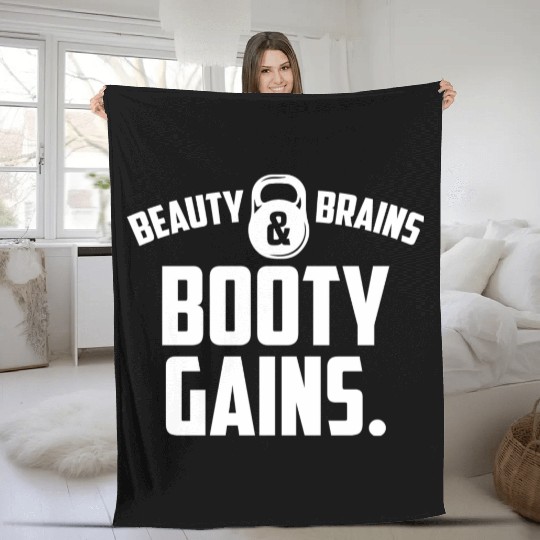 Beauty Brain The Gain Fitness Gym Fleece Blankets