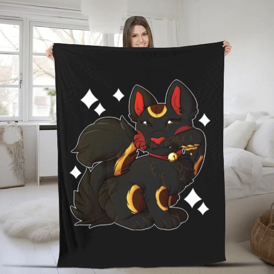Maneki Neko Black Fleece Blankets