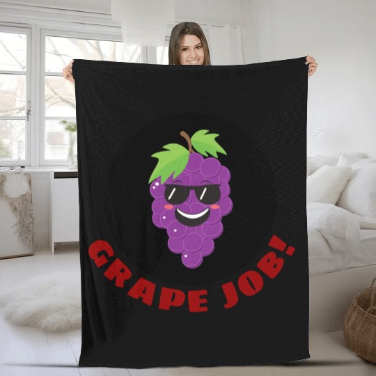 Grape Job Grape Pun Fleece Blankets