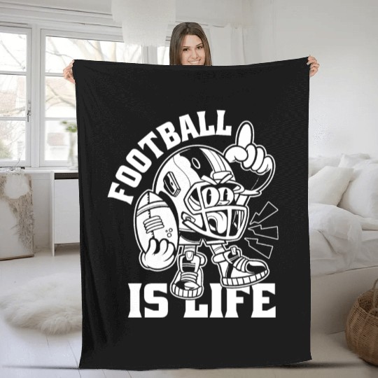 Football Is Life American Football Lover Game Day Fleece Blankets