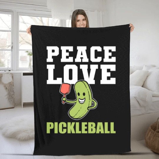 Peace Love Pickleball Sports Person Gift Fleece Blankets