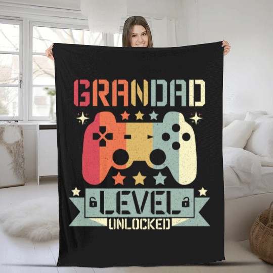 GRANDAD LEVEL UNLOCKED Fleece Blankets