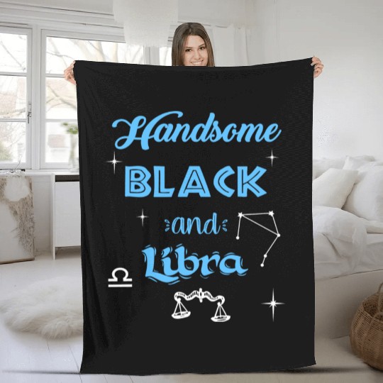 Handsome Black Libra Fleece Blankets