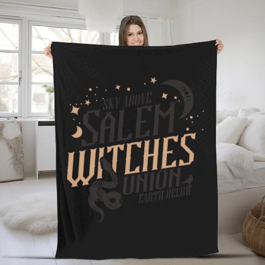Salem Witches Union Black Fleece Blankets